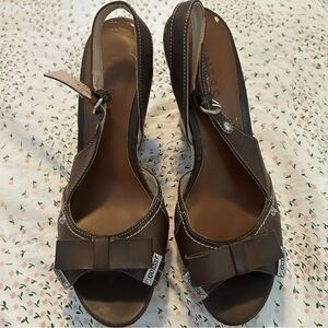 Guess Dark Brown Bow Slingback Heels